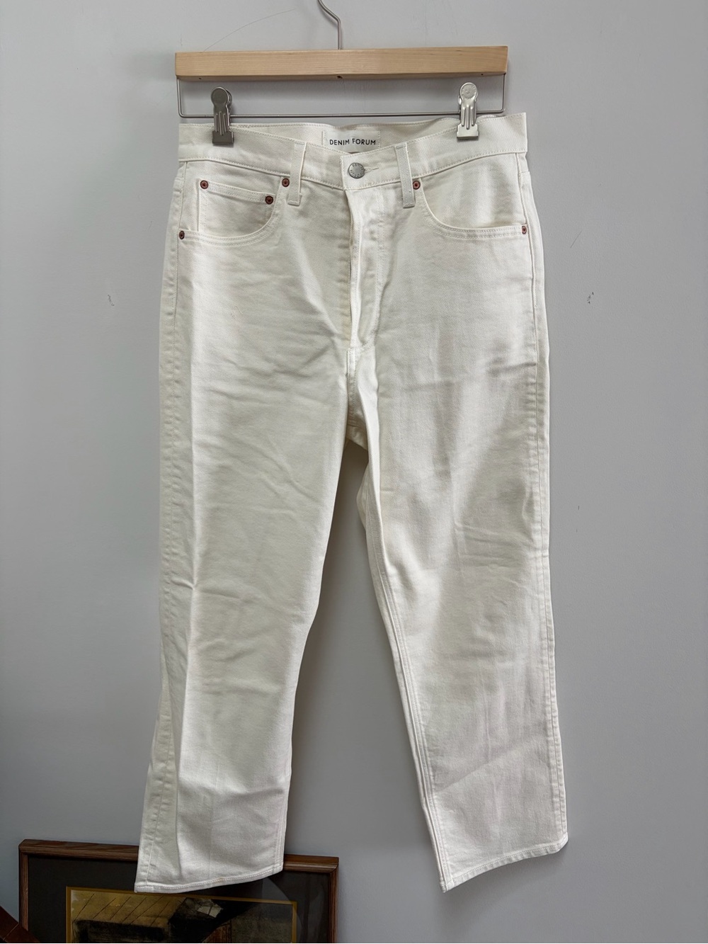 Denim Forum Cream High-Rise Straight Jeans